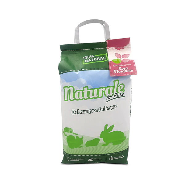 Naturale Heno Ballica con Rosa Mosqueta 600gr para Conejos y Roedores – Fibra Natural con Vegetales Deshidratados