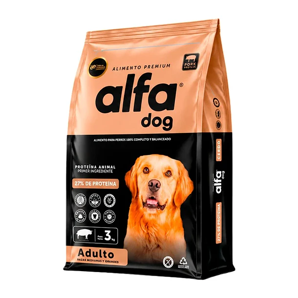 Alimento para Perros Alfa dog] Receta Cerdo y Maqui Patagónico 