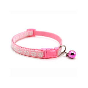 Collar con cascabel y patitas color Rosado