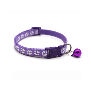 Collar con cascabel y patitas color Morado