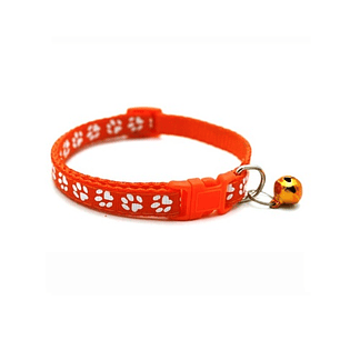 Collar con cascabel y patitas color Naranja
