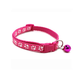 Collar con cascabel y patitas color Fucsia