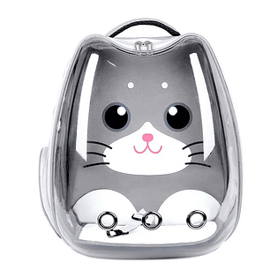 Mochila transportadora con carita de gato Gris