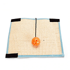 Alfombra rascador adherible sisal claro con pelota naranja 1