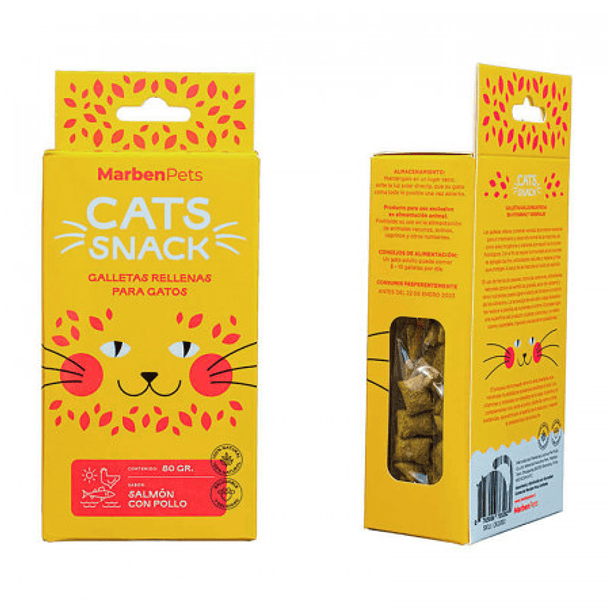 Cats Snacks Galletas Rellenas Salmon con Pollo 80g