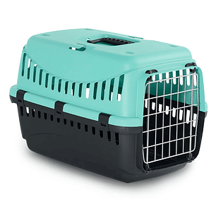 Transportadora Gipsy color celeste tamaño M con puerta metálica