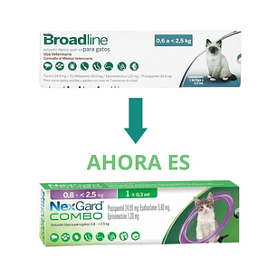Solución tópica Broadline Para Gatos 0,6 A <2,5Kg 