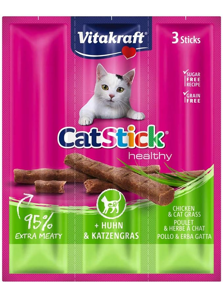 Vitakraft Cat Stick Pollo y Catgrass 1