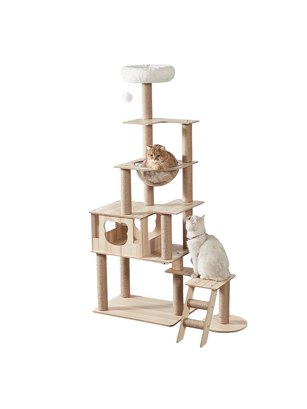 Rascador con Cápsula Y Casa de Madera XL 1