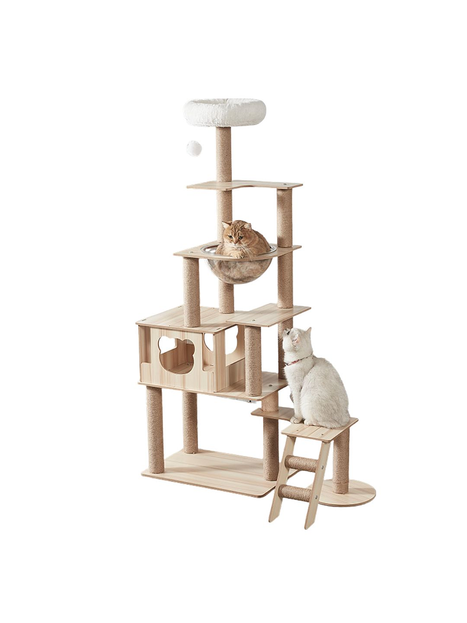 Rascador con Cápsula Y Casa de Madera XL 1