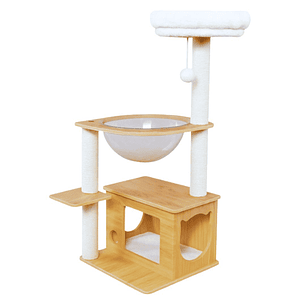 Rascador con Cápsula Y Casa de Madera