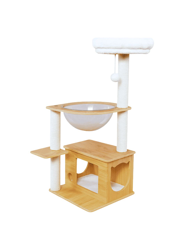 Rascador con Cápsula Y Casa de Madera 1