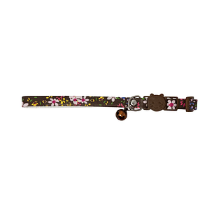 Wonder Cat Collar Antiahorque Cuerina Café con Flores