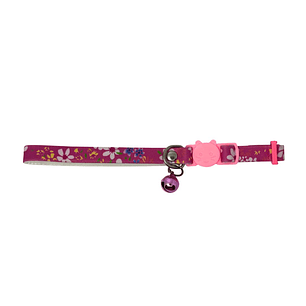 Wonder Cat Collar Antiahorque Cuerina Rosada con Flores