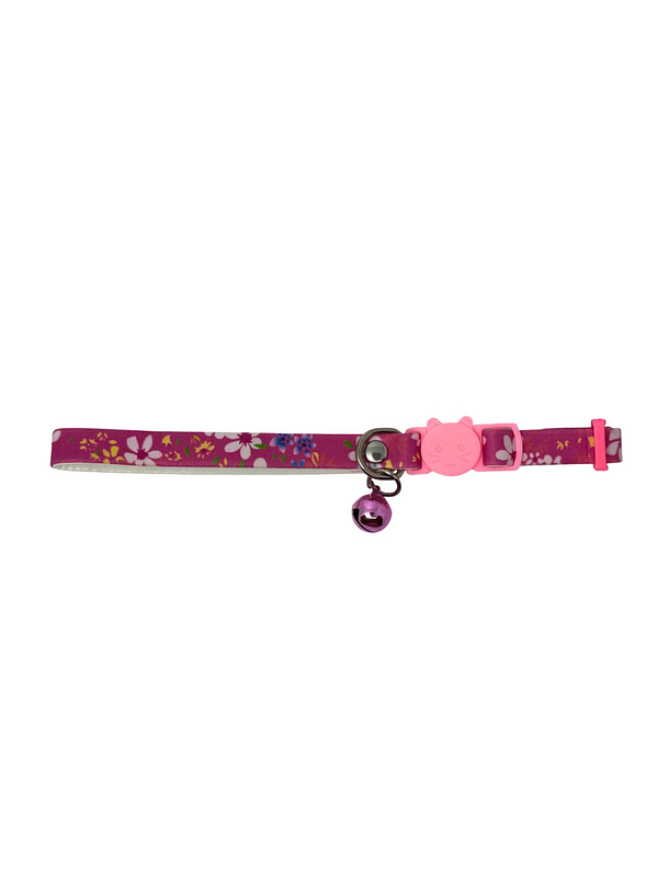 Wonder Cat Collar Antiahorque Cuerina Rosada con Flores 1