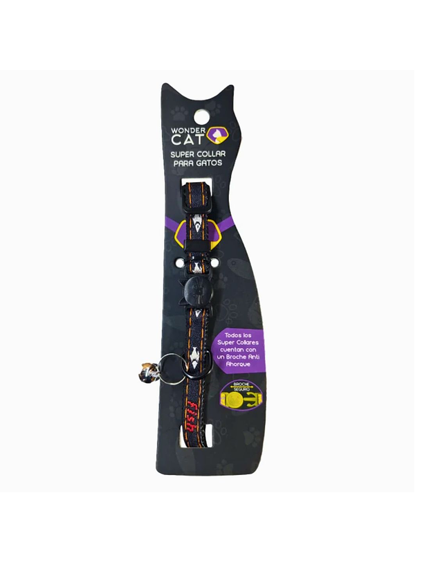 Wonder Cat Collar Antiahorque Diseño Jeans con Peces 1