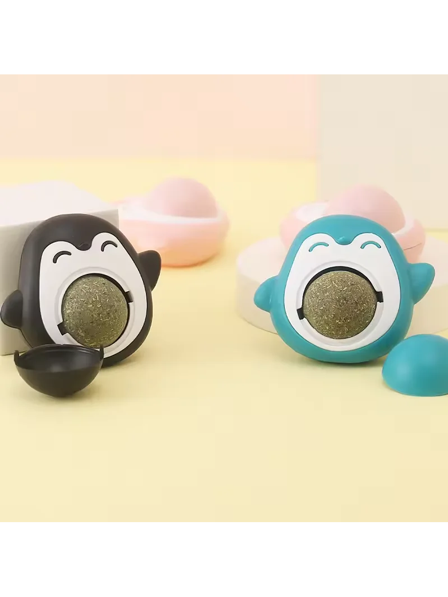 Pingüino Celeste con Bola de Catnip Giratoria 2
