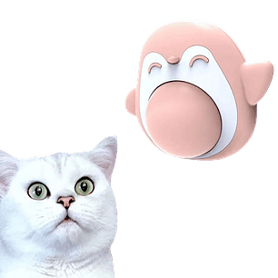 Pingüino Rosado con Bola de Catnip Giratoria