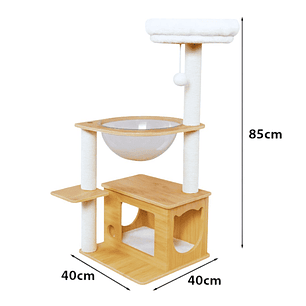 Rascador con Cápsula Y Casa de Madera