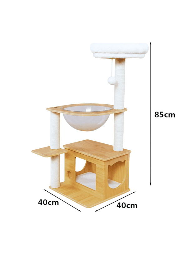 Rascador con Cápsula Y Casa de Madera 2