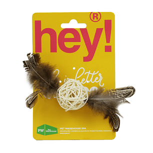Hey! Pelota de Ratán con Plumas y Cascabel