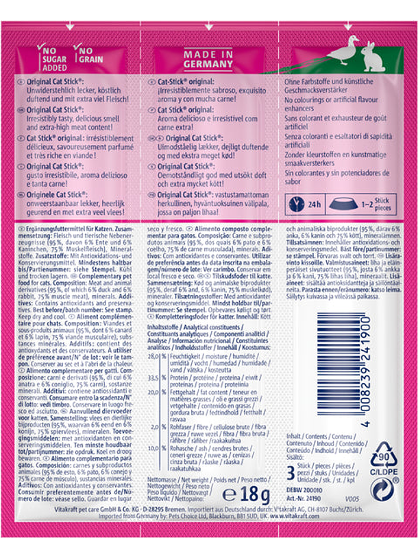 Pack Vitakraft Stick 20 unidades pato y conejo 3