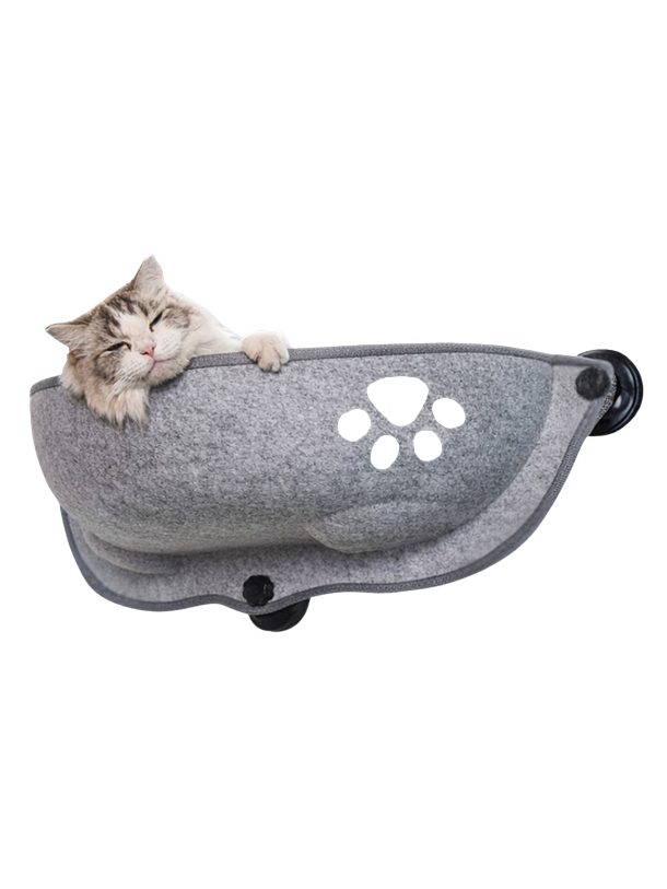 Nido Felino Colgante Gris Con Ventosas Para Ventana 1