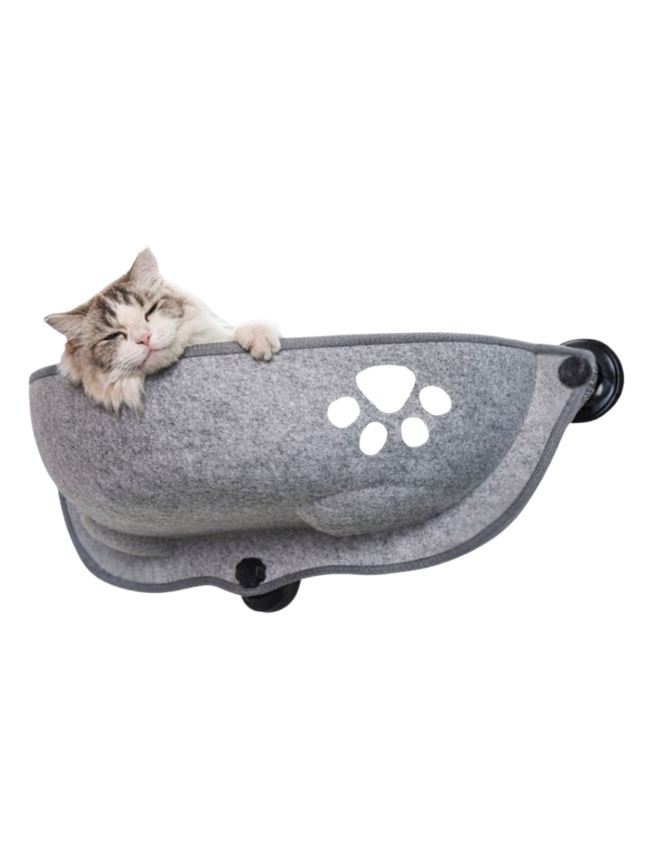 Nido Felino Colgante Gris Con Ventosas Para Ventana 1