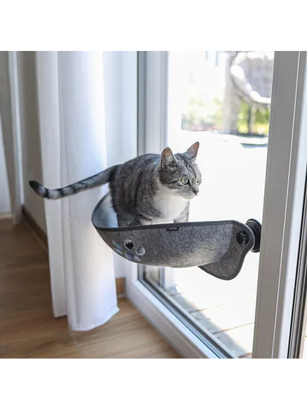 Nido Felino Colgante Gris Con Ventosas Para Ventana 2