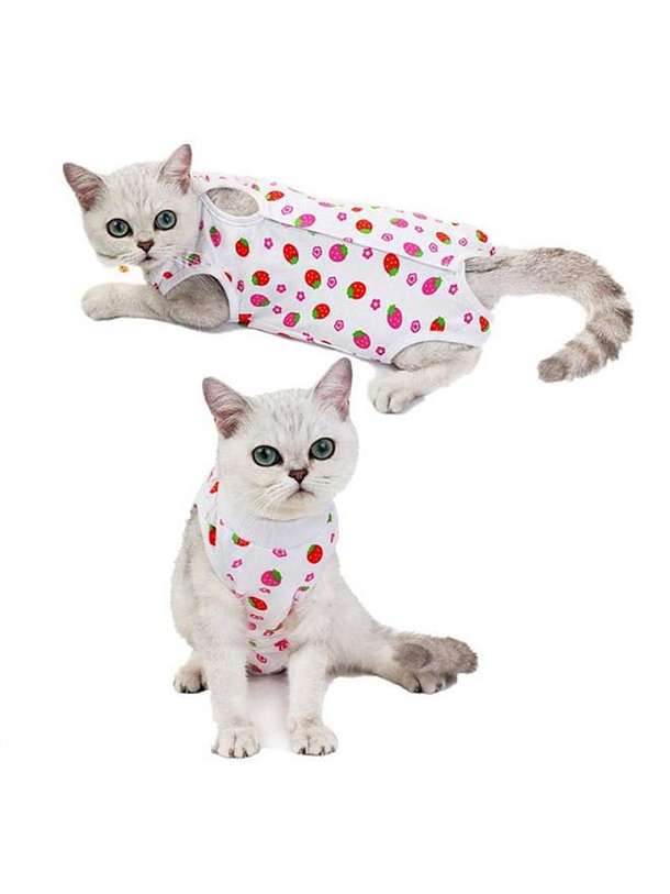 Body para Gato talla XL Blanco con Frutillas 1
