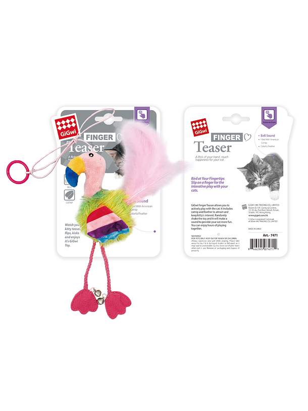 Gigwi Finger Teaser Flamingo Catnip 2