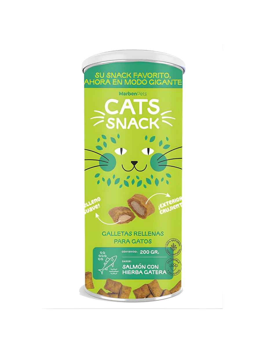 Cats Snack Tarro Galletas Rellenas Salmón con Catnip 1