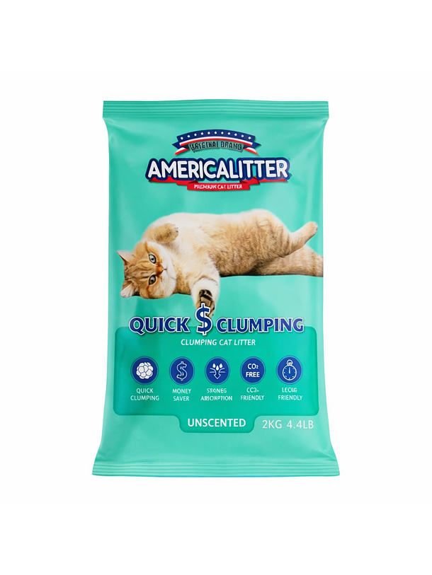 America Litter Quick Clumping sin aroma 2kg 1