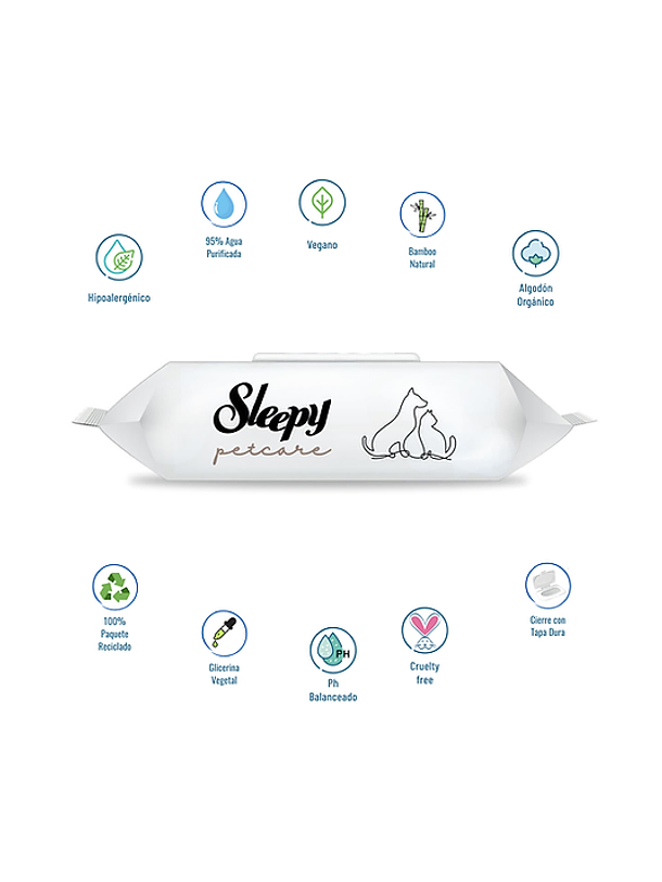 Pack 3 Toallitas Húmedas Sleepy Pet Care 60 Unidades 5