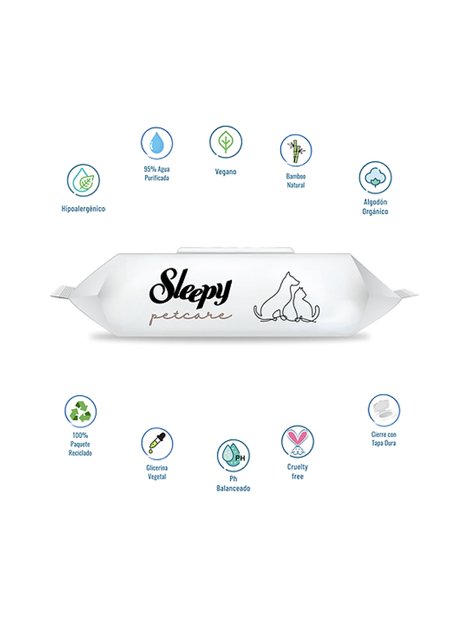 Pack 3 Toallitas Húmedas Sleepy Pet Care 60 Unidades 5