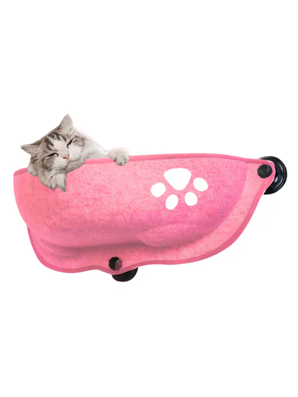 Nido Felino Colgante Rosado Con Ventosas Para Ventana 1
