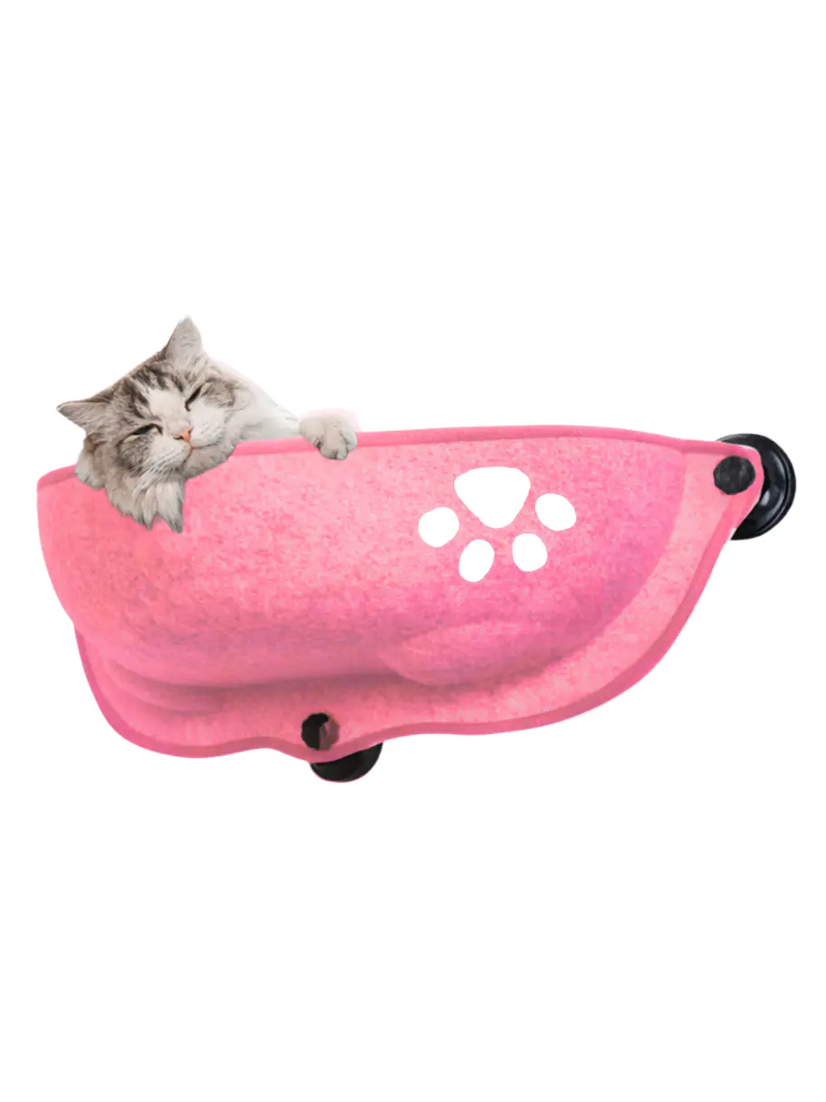Nido Felino Colgante Rosado Con Ventosas Para Ventana 1