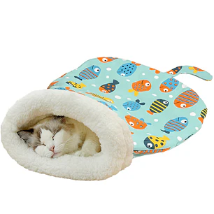 Saco De Dormir Para Gatos Diseño Verde Peces
