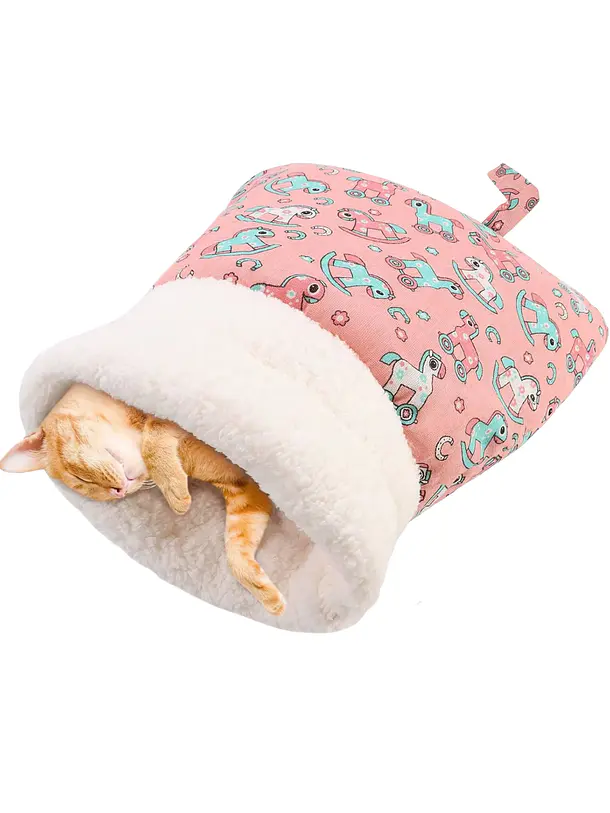 Saco De Dormir Para Gatos Diseño Rosado Ponys 1