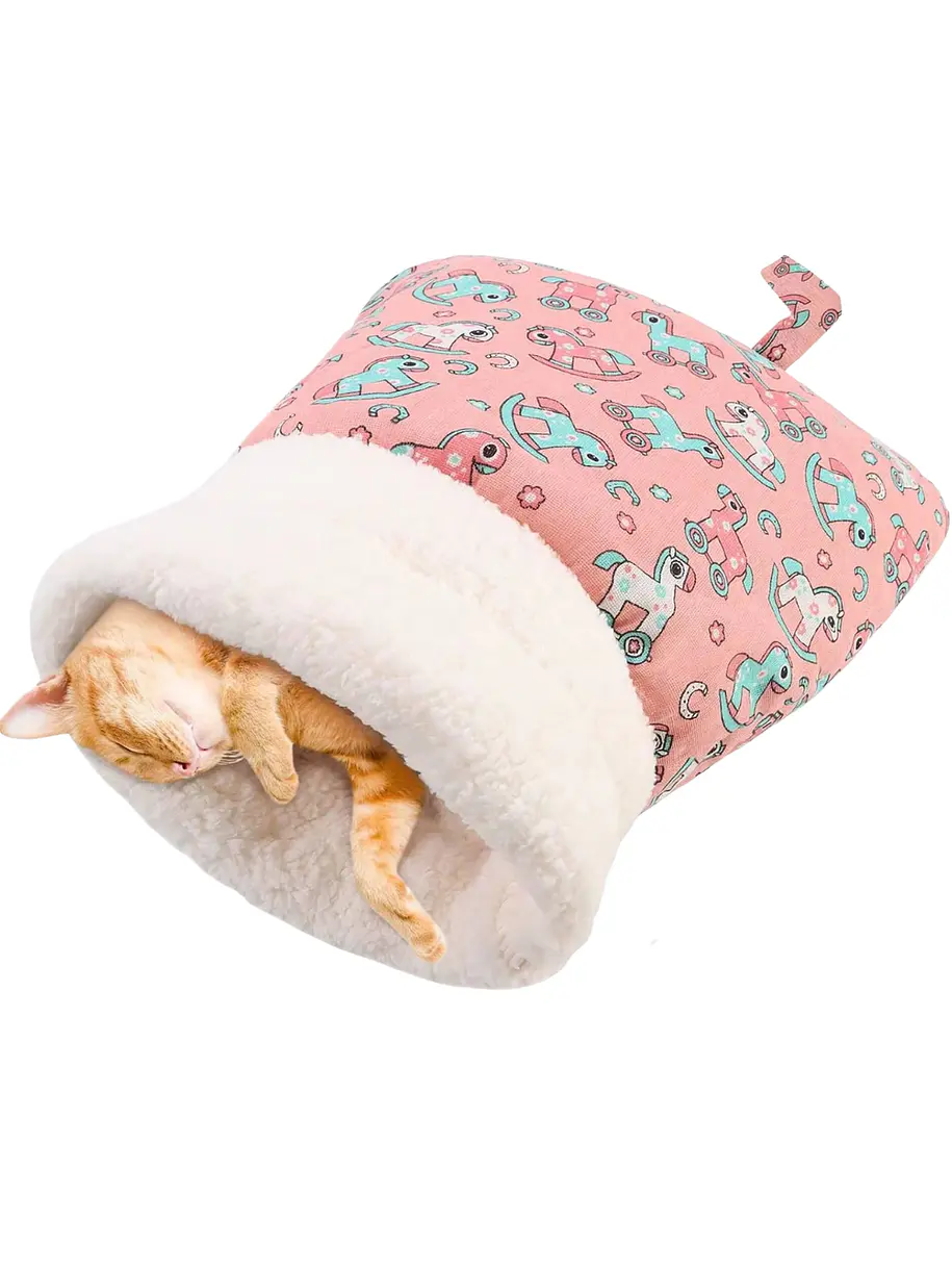 Saco De Dormir Para Gatos Diseño Rosado Ponys 1