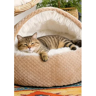 Cama Cueva Iglú Beige Para Gatos