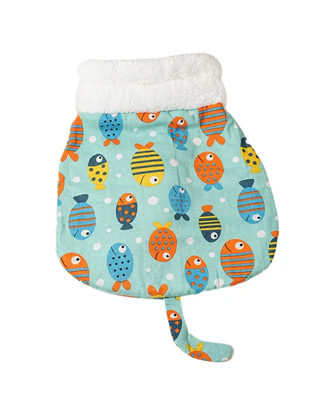 Saco De Dormir Para Gatos Diseño Verde Pescados 2