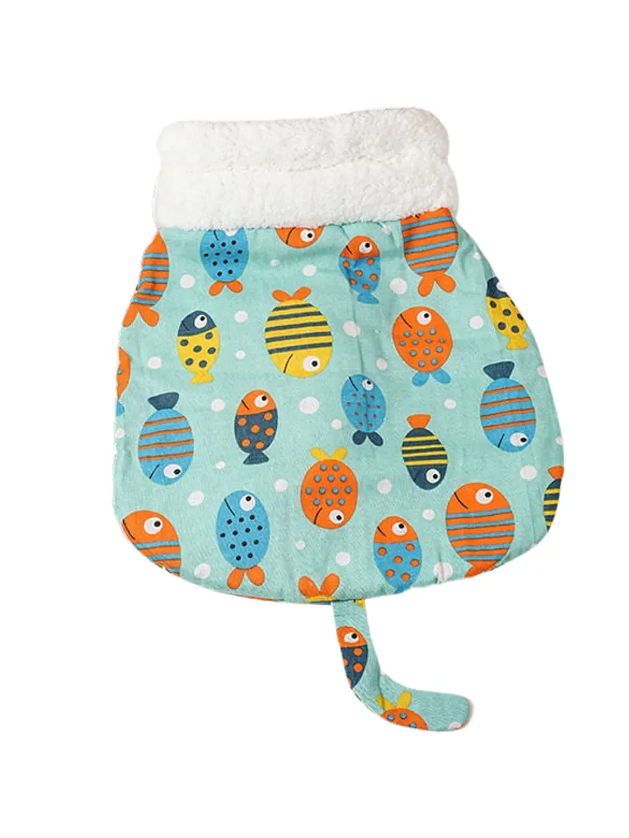 Saco De Dormir Para Gatos Diseño Verde Pescados 2