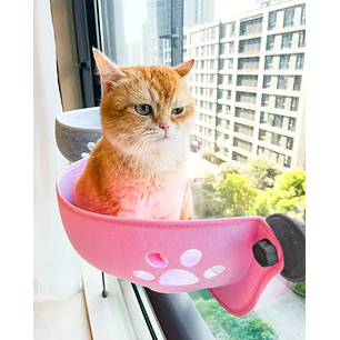 Nido Felino Colgante Rosado Con Ventosas Para Ventana