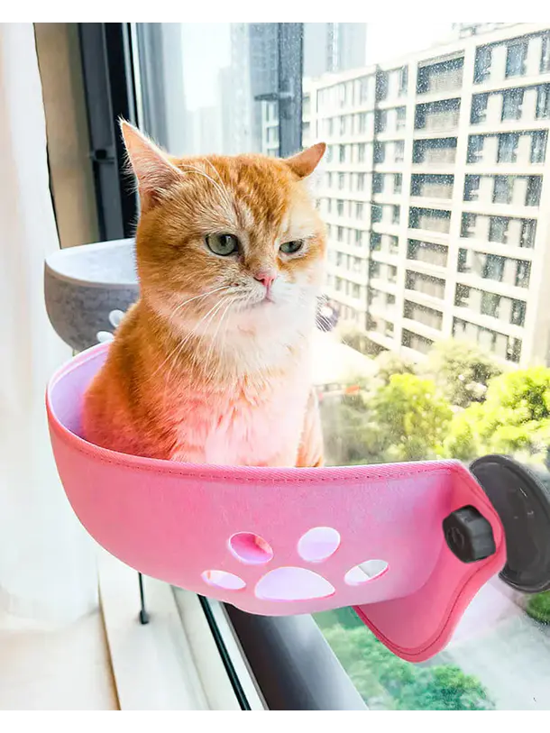 Nido Felino Colgante Rosado Con Ventosas Para Ventana 2