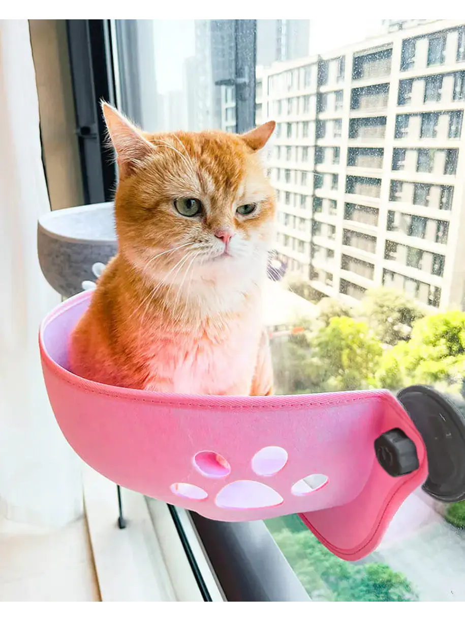 Nido Felino Colgante Rosado Con Ventosas Para Ventana 2