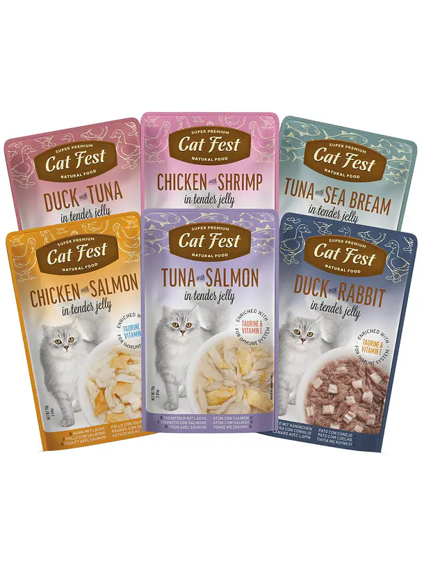 Pack Cat Fest Tender Jelly Variedades 6u 1