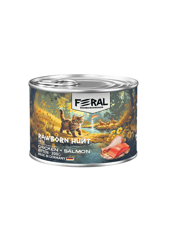 Feral Lata Gato Kitten Pollo y Salmón 200g 1