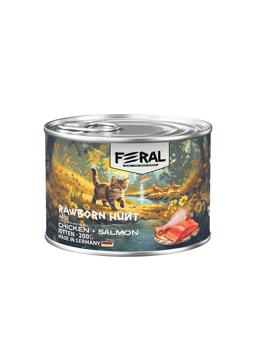 Feral Lata Gato Kitten Pollo y Salmón 200g 1