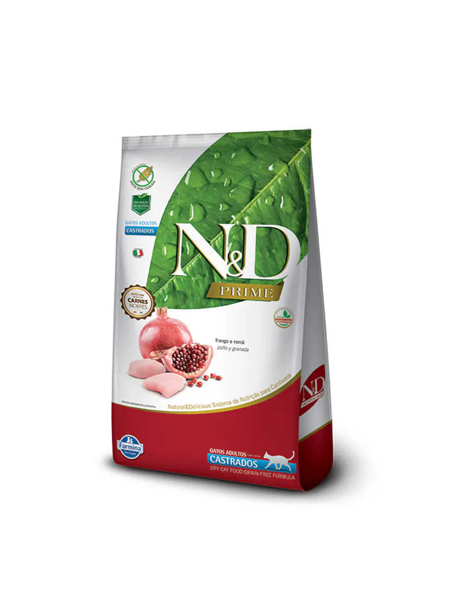 N&D Prime Pollo Y Granada Gatos Adultos Castrados 7,5Kg 1
